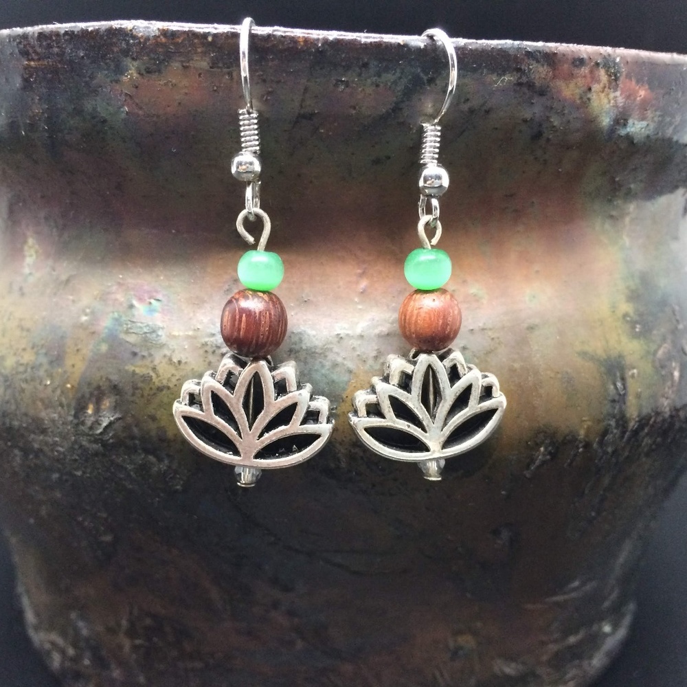 Lotus Flower Wire Earrings